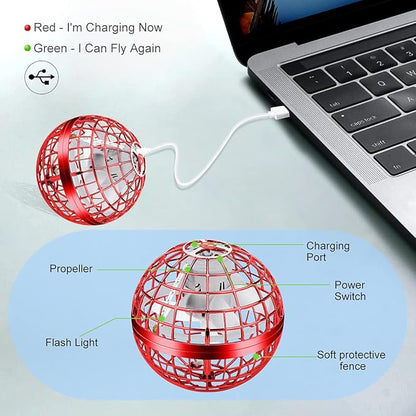 Flying Orb Ball Toy,Boomerang Ball, Hover Hand Mini Drone Cosmic Globe, Fly Spinners for Kids Adults Indoor Outdoor Toys, Cool LED Lights Toys for 6 7 8 9 10+ Years Old Boys Girls Gift