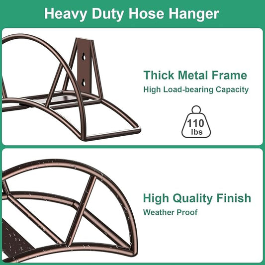 TomCare Garden Hose Holder Heavy Duty Water Hose Holder Wall Mount Holds 150 FT Hoses Hose Hanger Decorative Durable Garden Hose Storage Hose Reel Hose Stand Hose Holders for Outside Yard, Bronze