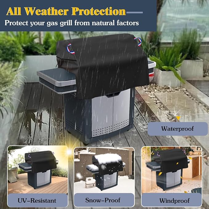 Built in Grill Cover for Outdoor Grill, 42 Inch BBQ Grill Top Cover for Most 4 Burner Built in Grill, Heavy Duty Waterproof Outdoor Kitchen & Grill Head Cover - 42" W x 28" D x 24" H
