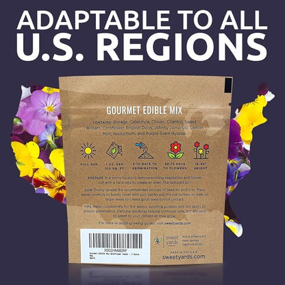 Wildflower Seeds Edible Flowers Mix - 1 Ounce Over 7,000 Open Pollinated Annual and Perennial Seeds