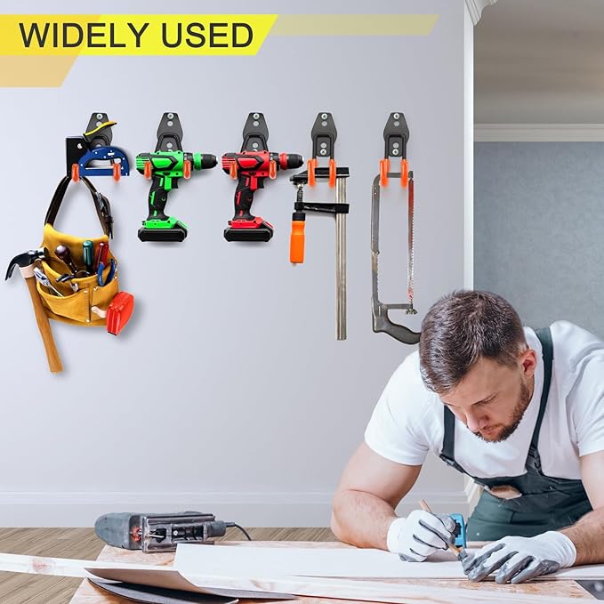2 Pack Heavy Duty Garage Hooks Storage Organizer Wall Mount Power and Garden Tool Hangers, for Hanging Ladders, Ropes, Hose, Bulk Items