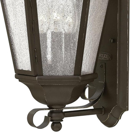 Hinkley Edgewater Medium Wall Mount Outdoor Lantern - Aluminum, Clear Seedy Glass, Traditional - Oil Rubbed Bronze Finish