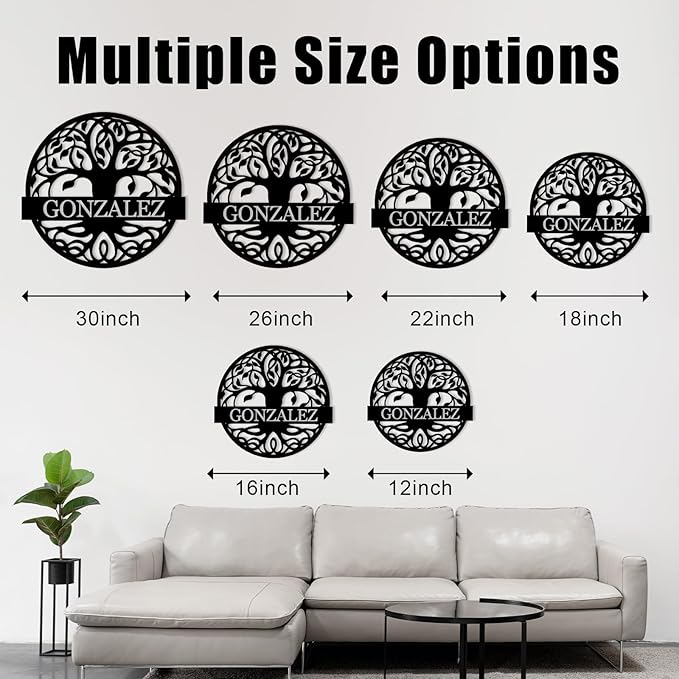Tree of Life Custom Metal Signs, Personalized Tree of Life Family Sign Wall Decor, Outdoor Yard Decor, Last Name Sign for Home, Black Metal Wall Art, Housewarming Decorations Gift