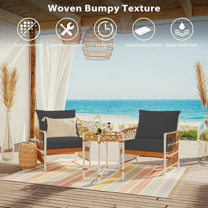 Sundale Outdoor Olefin Deep Seat Cushion, Patio Chair Cushion and Pillow, Water-Resistant Sectional Sofa Pad with Straps Medium Gray, 24 x 24 x 4 Inches