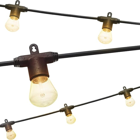 Enbrighten LED Bistro Outdoor String Lights, 24ft, 12 Shatter Resistant Lifetime Bulbs, 2200K Warm White, Weather Resistant, Indoor/Outdoor, Commercial Grade, Perfect for Backyard, Porch, Patio, 38356