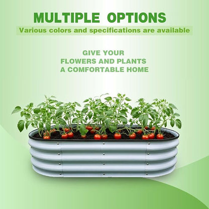 GrowHaus 2 Pack 4x2x1FT Galvanized Raised Garden Bed, Planter Boxes Outdoor Metal Garden Beds for Planting Vegetables Flowers Herbs Silver