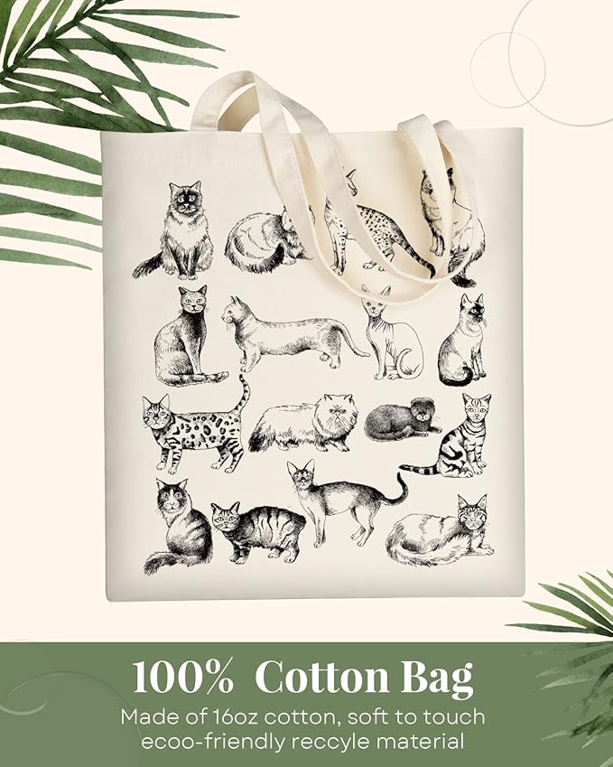 AUSVKAI Canvas Tote Bag Aesthetic for Women, Cute Reusable Cloth Cotton Bags for Shopping Beach Grocery