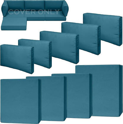9 Piece Outdoor Patio Waterproof Cushion Covers, Fits 4-Seat Wicker Rattan Sectional Couch Chair Furniture Cover Replacement Set - Fade-Resistant Patio Cushion Covers with Zipper