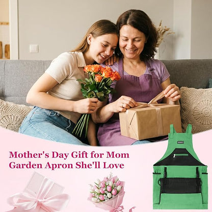 Garden Apron,Harvest Aprons with Drawstring Bag and Pockets for Women and Men,Canvas Fruit Picking Apron
