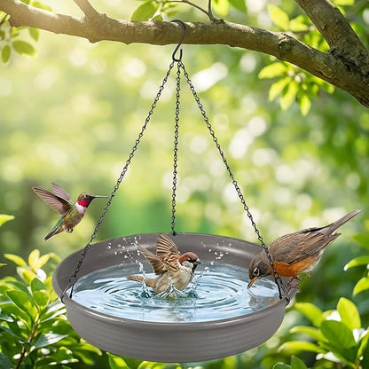 Hanging Bird Bath Bird Feeder - Bird Bath for Outside Outdoors Hanging with Tray Bowl Water Feeder, Garden Bird Bath 2-in-1 Bird Feeder Bath, Durable PP Bird Bath Bowl for Garden Patio Backyard Decor