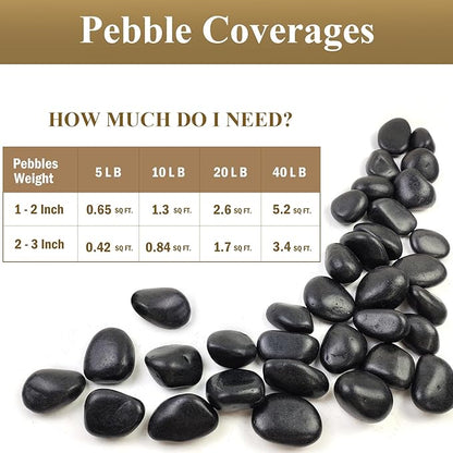FANTIAN 5 lbs Black Pebbles for Indoor Plants, 1-2 Inch Decorative Black River Rocks for Plants, Garden Landscaping, Vase, Yard Walkway, Paving and Outdoor Decorative Stones
