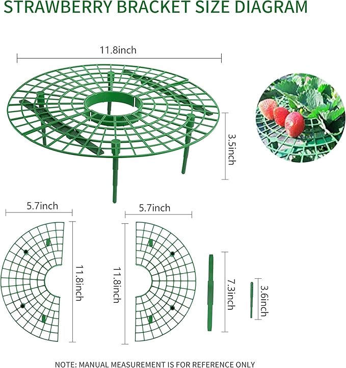 SooGree 10 Pack Strawberry Supports, Garden Fruit Plant Cage Strawberry Holder Cradles Plastic Tray Keep Strawberries Off Rot and Dirt