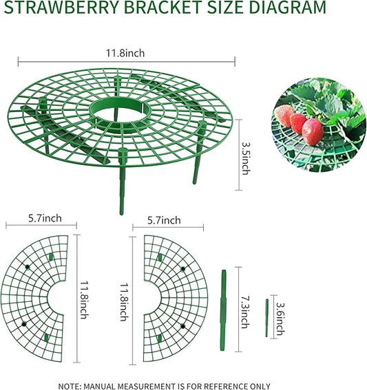 SooGree 10 Pack Strawberry Supports, Garden Fruit Plant Cage Strawberry Holder Cradles Plastic Tray Keep Strawberries Off Rot and Dirt