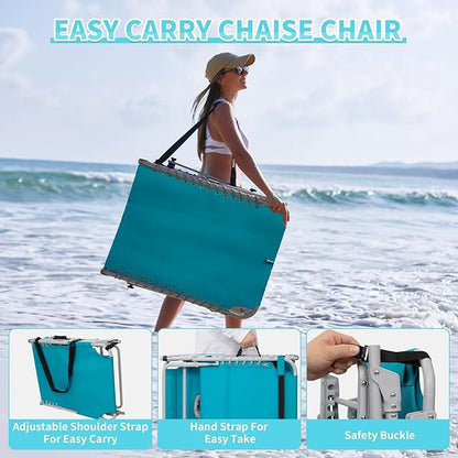 #WEJOY 3 in 1 Tanning Chair with Face Hole & Canopy, 300 lbs Heavy Duty 5 Positions Folding Face Down Lounge Chairs Outdoor with Pillow & Storage Bag Portable for Pool Beach Lawn Camping (Cyan)