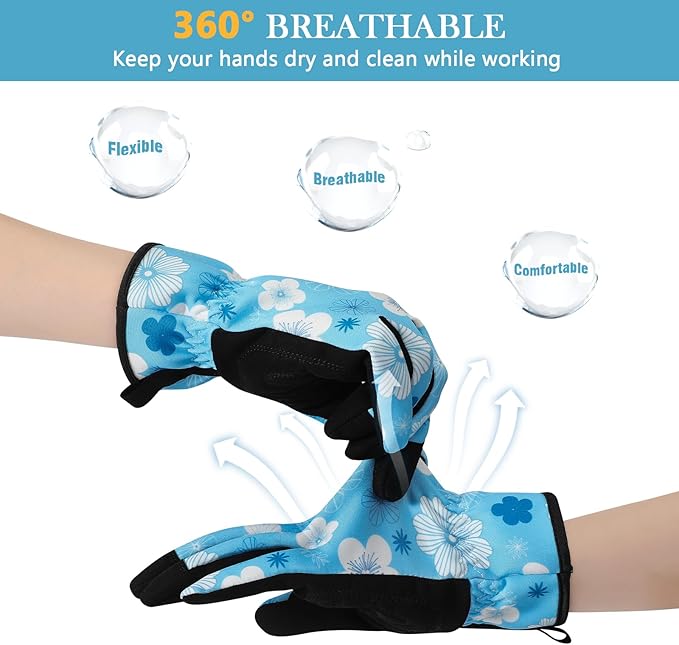 Trifabricy Gardening Gloves for Women, Breathable Leather Garden Gloves with Grip, Thorn-Proof Puncture-Resistant Work Gloves