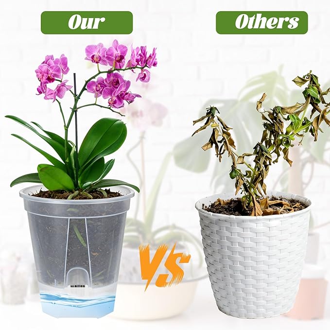 9 PCS Self Watering Pots for Indoor Plants Clear Nursery Pot with Drainage Holes Plastic Plant Pots and Deep Reservoir Bare Root Planter for Outdoor Plants and Flowers (4.73'', 5.91'', 7.09'')