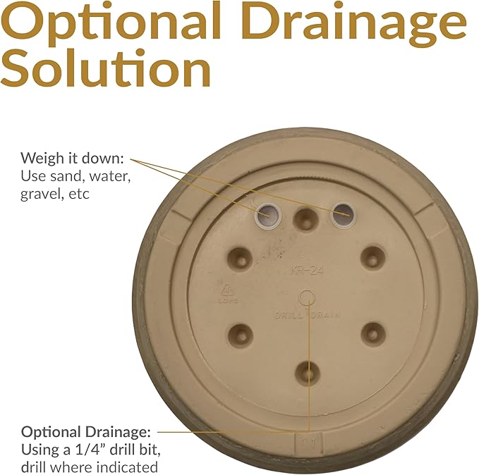 Sunnydaze 24-Inch Anjelica Large Plastic Pot for Plants - Double-Walled Outdoor Polyresin Round Planter Porch Pot with Drillable Drainage Holes - Beige