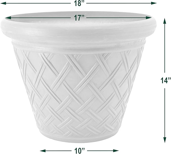PSW Pot Collection Basket Weave Planter Pot for Indoor and Outdoor Plants and Gardens, 18-inch, Terra Cotta Color