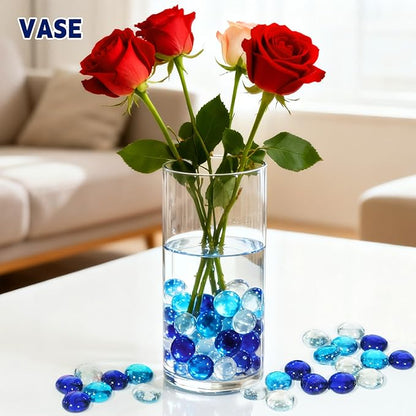 20 Pounds Fire Glass Rocks, 3/4 Mixed Color Fire Glass Beads for Propane Fire Pit, Fireplace and Outdoor Decorative (Caribbean Blue+Cobalt Blue+Crystal Ice)