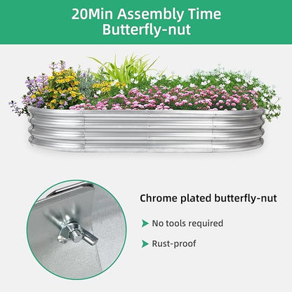 2 pcs 4×2×1 ft Raised Garden Bed for Outdoor, Easy Assembly Galvanized Planter Box for Vegetables, Flowers & Herbs