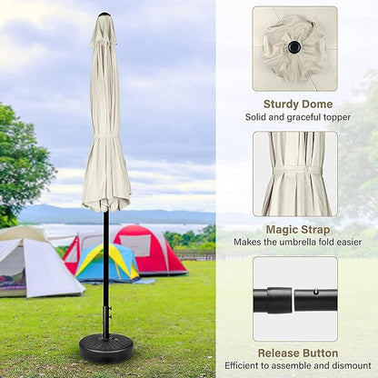 Simple Deluxe 2 Pack 9FT Outdoor Patio Umbrella Table Market Umbrella with Push Button Tilt and Crank, 8 Sturdy Ribs, UV Protection Waterproof for Garden, Lawn, Deck, Backyard, Pool, Creamy White