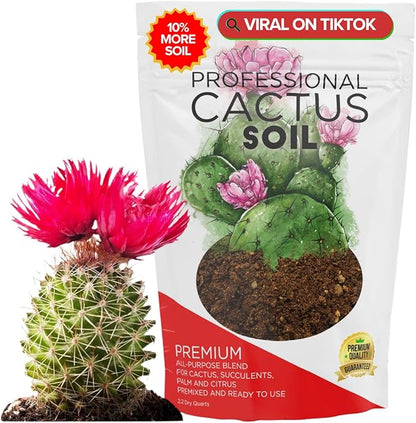 Professional Cactus Soil Mix Large 2.2 Quarts Ready to Use, Premium Fast Draining Potting Soil for Cactus and Succulents, Peat Moss Coco Coir Perlite Dolomite Blend Indoor Plant Soil Made in USA