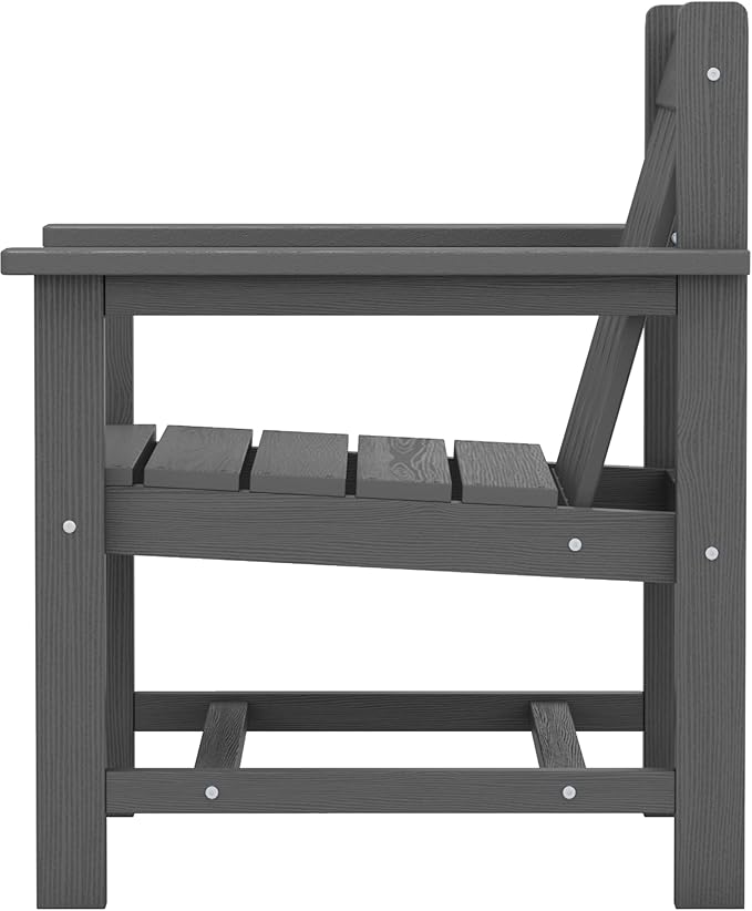 SERWALL Patio Furniture Set, HDPE Material All Weather Use Adirondack Chair Set with Side Table for Balcony, Porch, Garden, Backyard- Gray