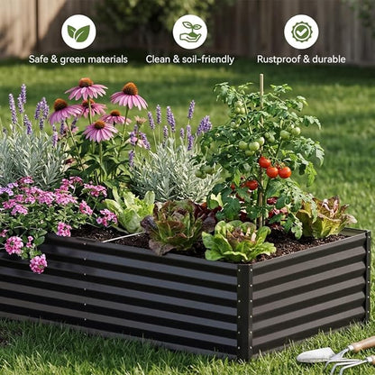 COMHOMA 2 Pack Galvanized Raised Garden Bed,6x3x2ft Large Metal Planter Box for Outdoor Vegetables,Corrugated Steel Herbed Plants Container,Extra Deep Gardeners Kits with Open Bottom