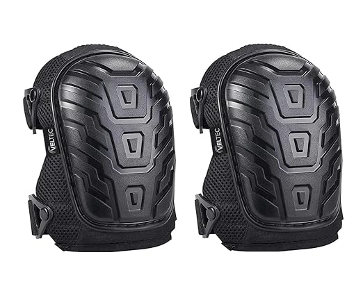 Veltec Premium Knee Pads for Work with Soft Foam and Gel Cushion - Heavy Duty Pads & Adjustable Non-Slip Straps - Pro Protection & Comfortable for Construction, Gardening, Flooring, Roofing and More