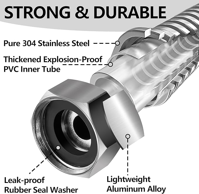 50ft Garden Hsoe - 2026 New 304 Stainless Steel Garden Hose with 3/4'' Fittings – Lightweight, Durable, and Kink-Free, Metal Water Hoses for Gardening
