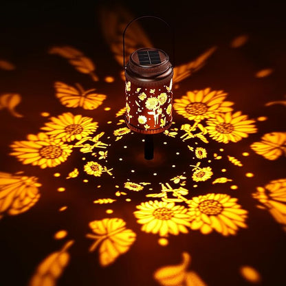 Cooo 6 Pack Solar Lanterns Outdoor Waterproof Sunflower Solar Pathway Lights Landscape Path Lights Christmas Lights Gifts for Women Mom Grandma for Garden Yard Patio Backyard Porch Decor- Rose Gold