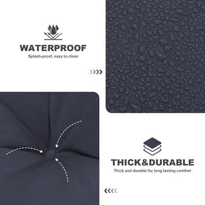 Outdoor Swing Cushions,Waterproof Swing Cushions 3 Seater Replacement with Backrest,Outdoor Thickened Bench Cushion with Ties for Porch,Patio,Backyard,Garden (Navy Blue 60 * 40 in)