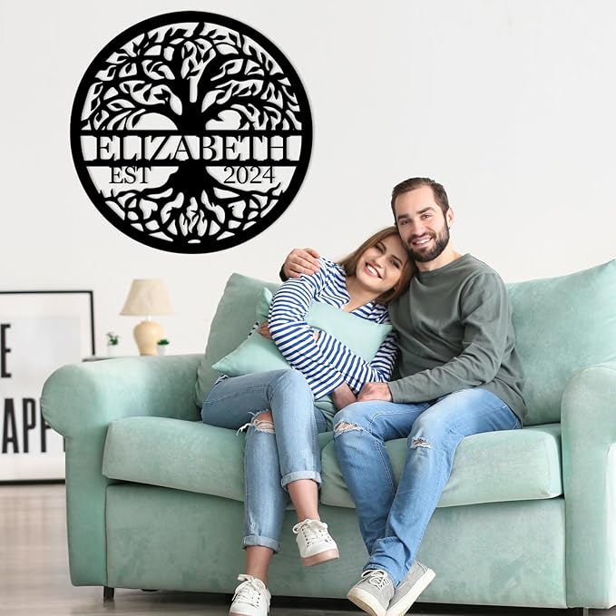 Personalized Metal Signs | Tree of Life Custom Wall Art | Outdoor Balcony Decor | Last Name & Family Signs | Couples Wedding Gifts