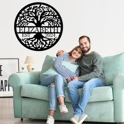 Personalized Metal Signs | Tree of Life Custom Wall Art | Outdoor Balcony Decor | Last Name & Family Signs | Couples Wedding Gifts