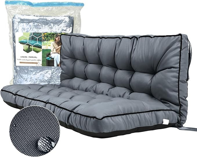 Replacement Cushions for Swing, Swing Cushions 3 Seater Replacement, Waterproof Thicken Washable Pad Cushion for Outdoor Indoor Furniture Swing Patio (Light Gray, 40x63 inch)