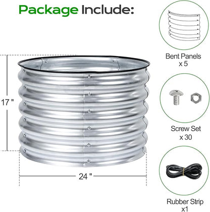 Aoodor 2 Pack 17" Tall 24" Metal Raised Garden Bed, Outdoor Planter Box and Raised Garden Kit for Vegetables, Flowers, and Herbs, Silver