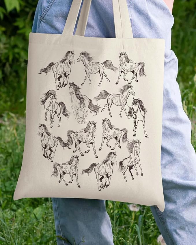 AUSVKAI Canvas Tote Bag Aesthetic for Women, Cute Reusable Cloth Cotton Bags for Shopping Beach Grocery