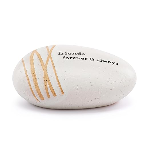 DEMDACO Inspired Everyday Collection Friends Forever & Always Speckled God Tone 4.5 x 3 Stoneware Decorative Garden Stepping Stone Patio Walkway Sculpture Yard Art