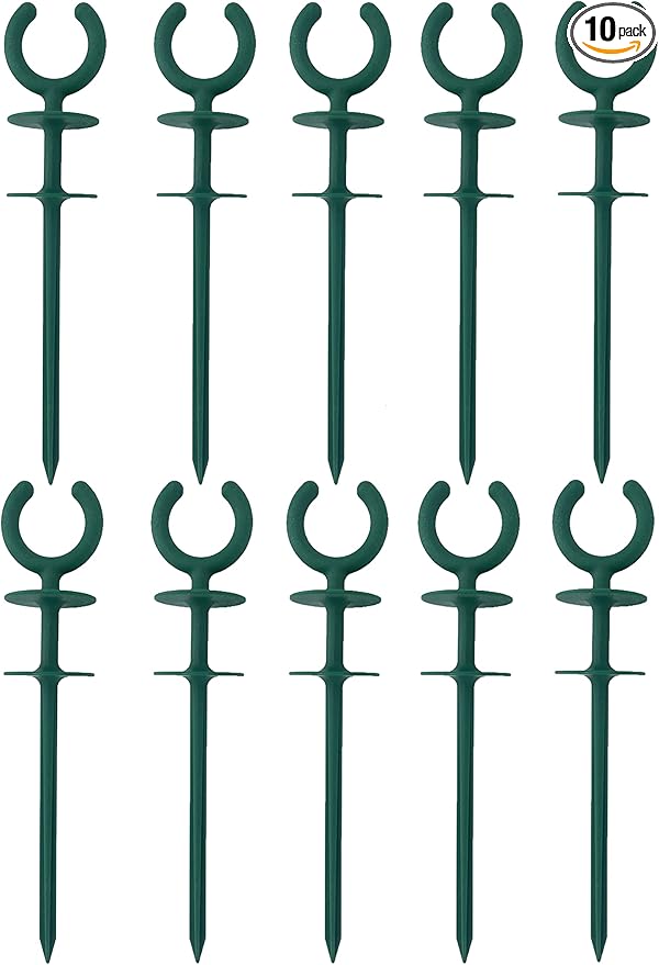 10 Pcs Green Garden Hose Guide Stakes | High Toughness Plastic, Nails Tools, For Irrigation And Sprinkler, Protect Your Plants