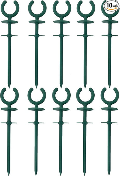 10 Pcs Green Garden Hose Guide Stakes | High Toughness Plastic, Nails Tools, For Irrigation And Sprinkler, Protect Your Plants