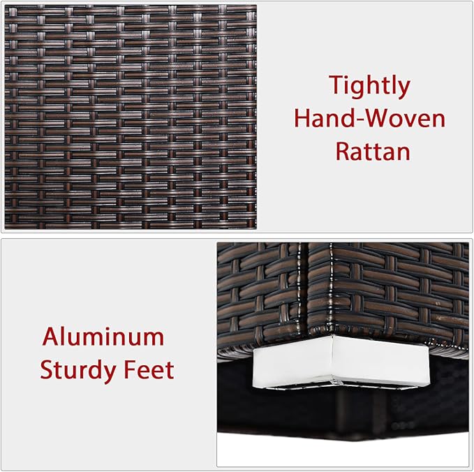 COSTWAY 2PCS PE Rattan Armless Sofa, Wicker Patio Conversation Set Chairs with Soft Cushion, Outdoor Sectional Furniture for Yard, Poolside (Red)