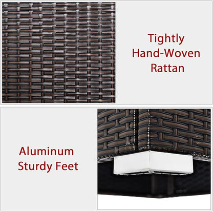 COSTWAY 2PCS PE Rattan Armless Sofa, Wicker Patio Conversation Set Chairs with Soft Cushion, Outdoor Sectional Furniture for Yard, Poolside (Red)