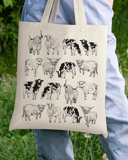 AUSVKAI Canvas Tote Bag Aesthetic for Women, Cute Reusable Cloth Cotton Bags for Shopping Beach Grocery