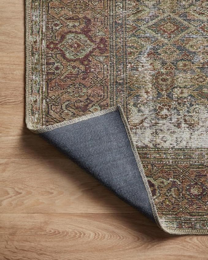 Loloi Amber Lewis Georgie Collection GER-07 Moss/Salmon 2'-6" x 9'-6", .19" Pile Height, Runner Rug