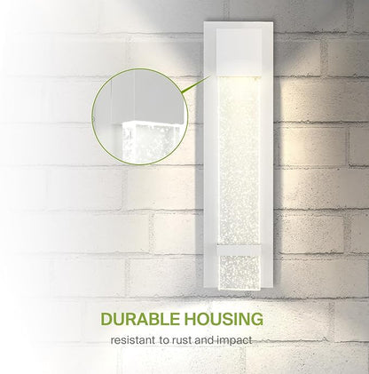 ASD LED 18" Bubble Glass Wall Light Fixture, Outdoor & Indoor Seeded Sconce | 3CCT, Waterproof, Dimmable, ETL Listed | 12W 500LM 3000-5000K 120V | Exterior Lantern, Porch Lighting | White, 4 Pack
