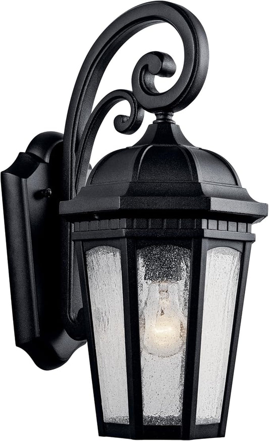 Kichler Courtyard 17.75" 1 Light Outdoor Wall Light with Clear Seeded Glass in Textured Black