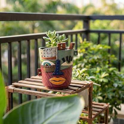 Colorful Face Planters Pots Head with Drainage Resin Large Decorative Plant Pots, Unique Planters for Indoor Plants and Outdoor Patio Flower Pot Funny Garden Succulents Pot