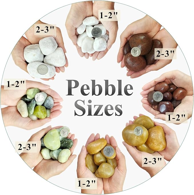 20 lbs Red River Rocks for Garden, 2-3 Inch Polished Pebbles for Indoor Plants, Decorative Rocks Stones for Landscaping, Plants, Vases, Aquariums, Fountains, Pathways and Backyard