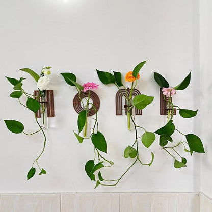 Wood Letter O Wall Propagation Station Lightweight Decorative Plant Holder for Small Cuttings, Removable Adhesive Wall Decor for Bedroom, Nursery, Office