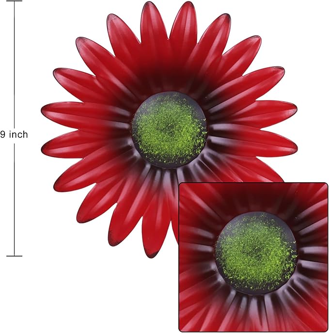 hogardeck Metal Flower Wall Decor - 3 Pcs 9" Outdoor Wall Art Backyard Decorations Hanging for Kitchen, Living Room, Bathroom, Garden